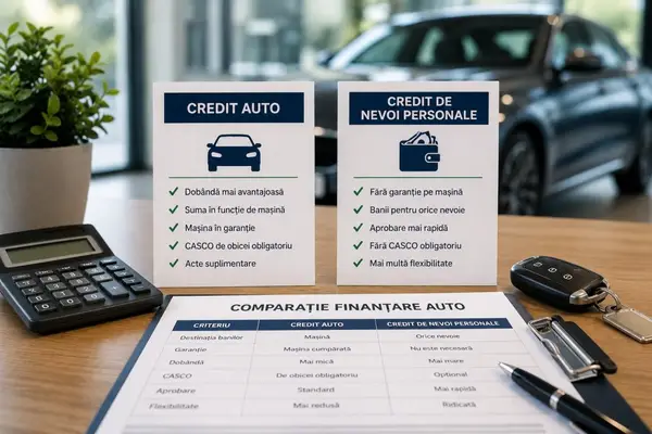Credit auto sau credit de nevoi personale pentru mașină. Diferențe, costuri și riscuri în 2026